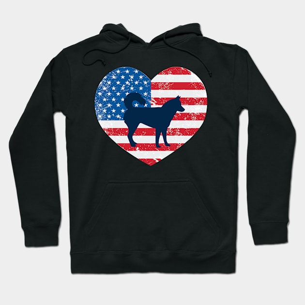 American Flag Heart Love Siberian Husky Usa Patriotic 4Th Of July Hoodie by JaroszkowskaAnnass